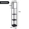 Sarantino Etagere Floor Lamp Shelves in Black Frame Fabric Shade - Image 5