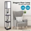 Sarantino Etagere Floor Lamp Shelves in Black Frame Fabric Shade - Image 6