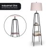 Sarantino Metal Etagere Floor Lamp Shade Metal Shelf in Wood Finish - Image 3