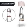 Sarantino Metal Etagere Floor Lamp Shade Metal Shelf in Wood Finish - Image 4