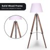 Sarantino Solid Wood Tripod Floor Lamp Adjustable Height White Shade - Image 3