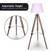 Sarantino Solid Wood Tripod Floor Lamp Adjustable Height White Shade - Image 4