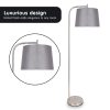 Sarantino Metal Task Floor Lamp Nickel Finish with Grey Fabric Shade - Image 3