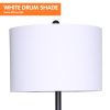 Sarantino Metal Floor Lamp Shade with Black Post in Round Wood Shelves - Image 3