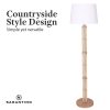 Sarantino Rattan Floor Lamp With Off-White Linen Shade by Sarantino - Image 5