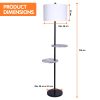 Sarantino Metal Floor Lamp Shade Black Post in Marble Finish Shelves - Image 2