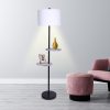 Sarantino Metal Floor Lamp Shade Black Post in Marble Finish Shelves - Image 5