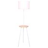 Sarantino Metal Tripod Floor Lamp Shade with Wooden Table Shelf