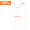 Sarantino Metal Tripod Floor Lamp Shade with Wooden Table Shelf - Image 2