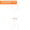 Sarantino Metal Tripod Floor Lamp Shade with Wooden Table Shelf - Image 4
