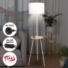 Sarantino Metal Tripod Floor Lamp Shade with Wooden Table Shelf - Image 7