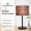 Sarantino Rattan Desk Lamp With Black Marble Base - Image 9