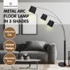 Sarantino 3-Light Arc Floor Lamp Adjustable Black 3 Shades - Image 2