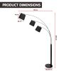 Sarantino 3-Light Arc Floor Lamp Adjustable Black 3 Shades - Image 3