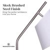 Sarantino Metal Floor Lamp Nickel Finish with Black Marble Base - Image 7
