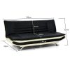 Sarantino Bronx Sofa Bed Faux Leather Lounge Couch Futon Furniture Adjustable Suite Black - Image 6