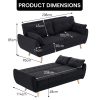 Sarantino 3 Seater Modular Linen Fabric Sofa Bed Couch Futon Suite - Black - Image 2