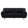 Sarantino 3 Seater Modular Linen Fabric Sofa Bed Couch Futon Suite - Black - Image 3