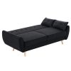 Sarantino 3 Seater Modular Linen Fabric Sofa Bed Couch Futon Suite - Black - Image 4