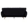 Sarantino 3 Seater Modular Linen Fabric Sofa Bed Couch Futon Suite - Black - Image 6