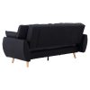 Sarantino 3 Seater Modular Linen Fabric Sofa Bed Couch Futon Suite - Black - Image 7
