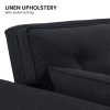 Sarantino 3 Seater Modular Linen Fabric Sofa Bed Couch Futon Suite - Black - Image 9