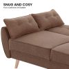 Sarantino 3 Seater Modular Linen Fabric Sofa Bed Couch Futon Suite - Brown - Image 10
