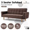 Sarantino 3-Seater Fabric Sofa Bed Futon - Brown - Image 3