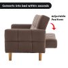 Sarantino 3-Seater Fabric Sofa Bed Futon - Brown - Image 4