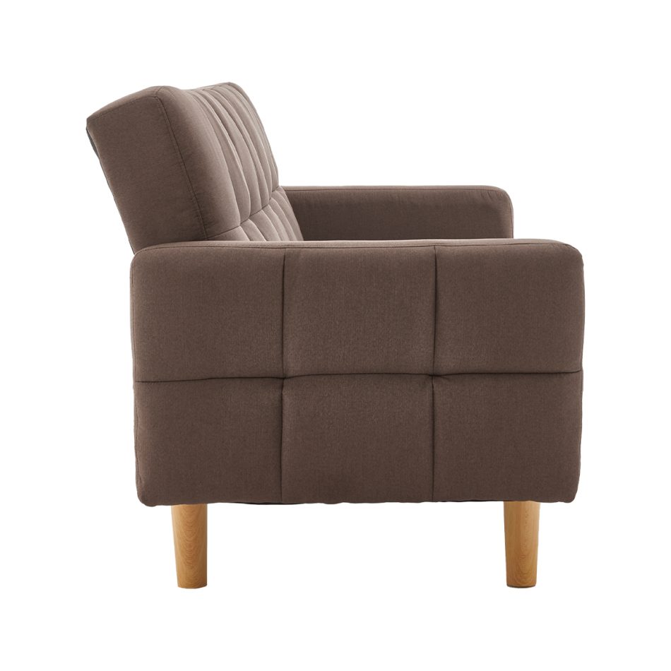 Sarantino 3-Seater Fabric Sofa Bed Futon - Brown - Image 6