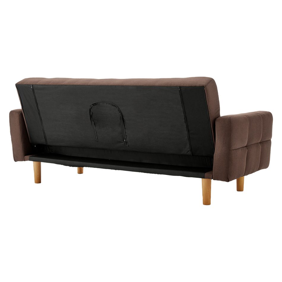 Sarantino 3-Seater Fabric Sofa Bed Futon - Brown - Image 8