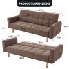 Sarantino 3-Seater Fabric Sofa Bed Futon - Brown - Image 10