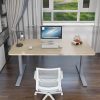 140cm Standing Desk Height Adjustable Sit Stand Motorised Grey Single Motor Frame Maple Top - Image 8
