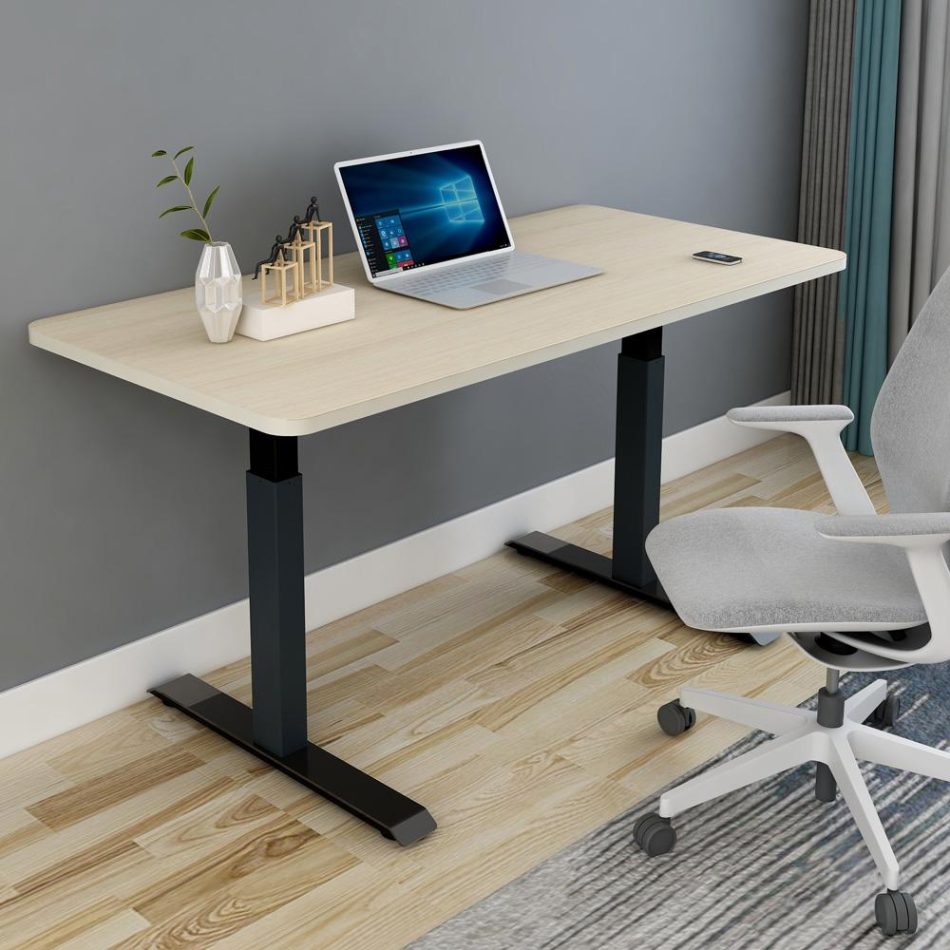 120cm Standing Desk Height Adjustable Sit White Stand Motorised White Single Motor Frame Black Top - Image 4