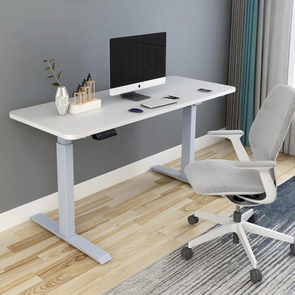 120cm Standing Desk Height Adjustable Sit White Stand Motorised White Single Motor Frame Black Top - Image 7