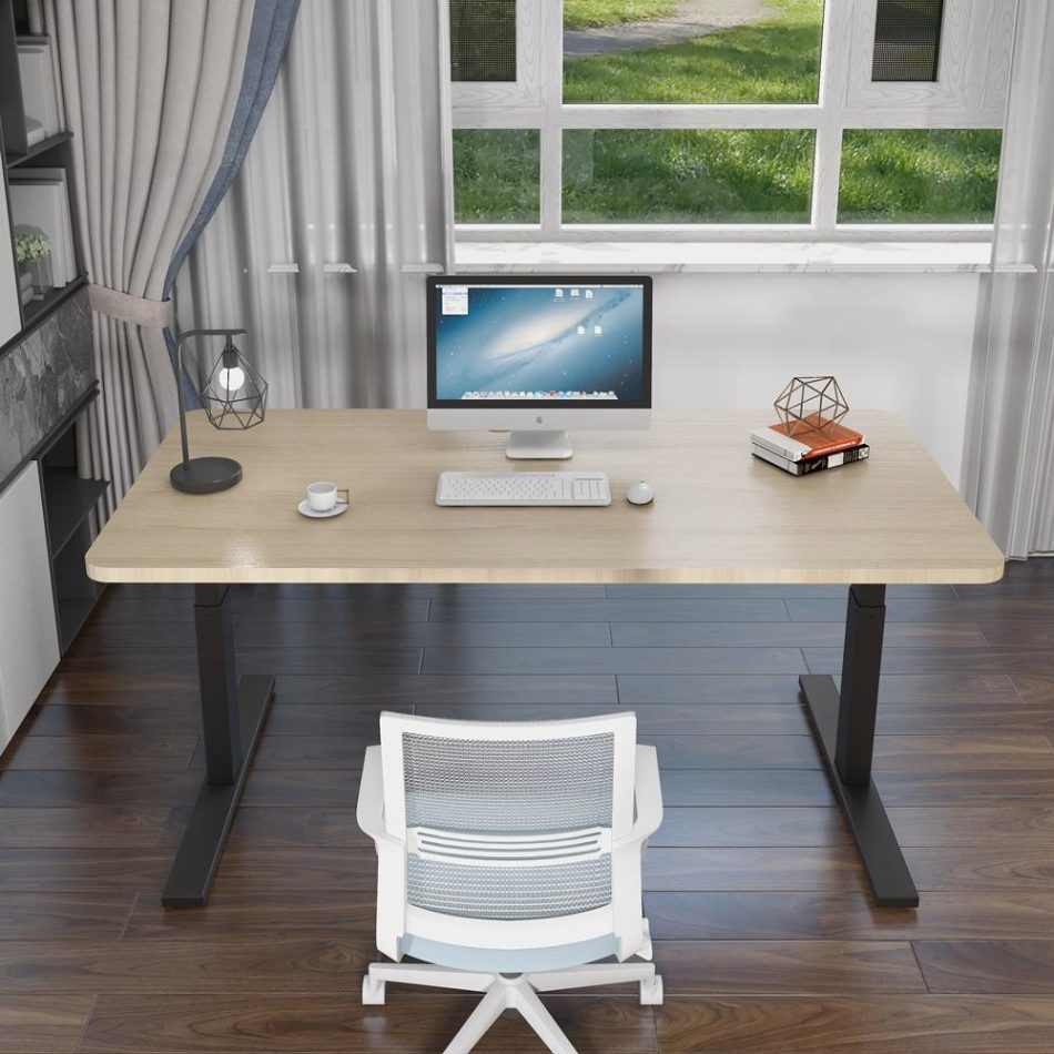 120cm Standing Desk Height Adjustable Sit White Stand Motorised White Single Motor Frame Black Top - Image 11