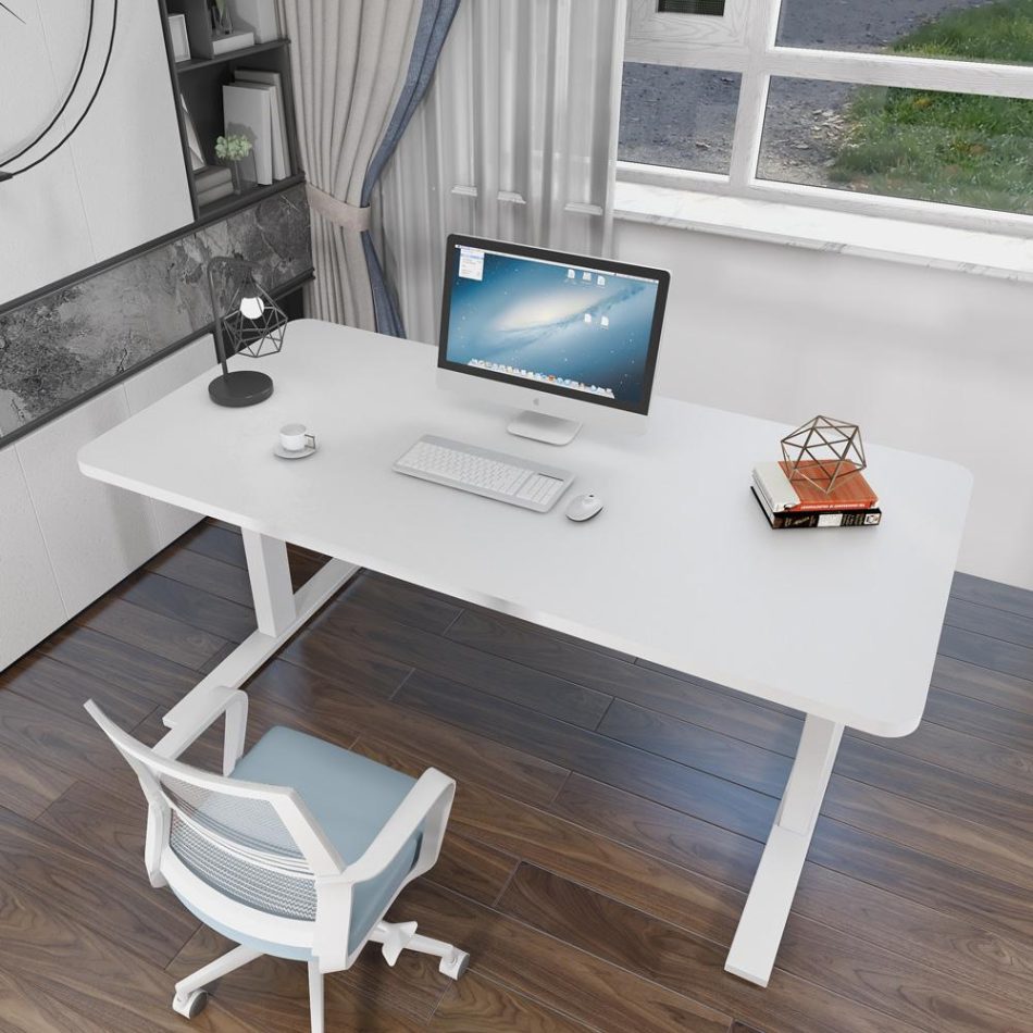 120cm Standing Desk Height Adjustable Sit White Stand Motorised White Single Motor Frame Black Top - Image 12