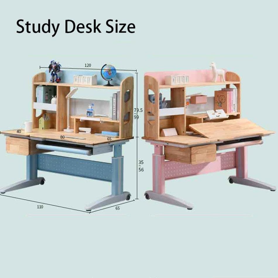 Solid Rubber Wood Height Adjustable Children Kids Ergonomic Pink Study Desk Chair 120cm AU - Image 4