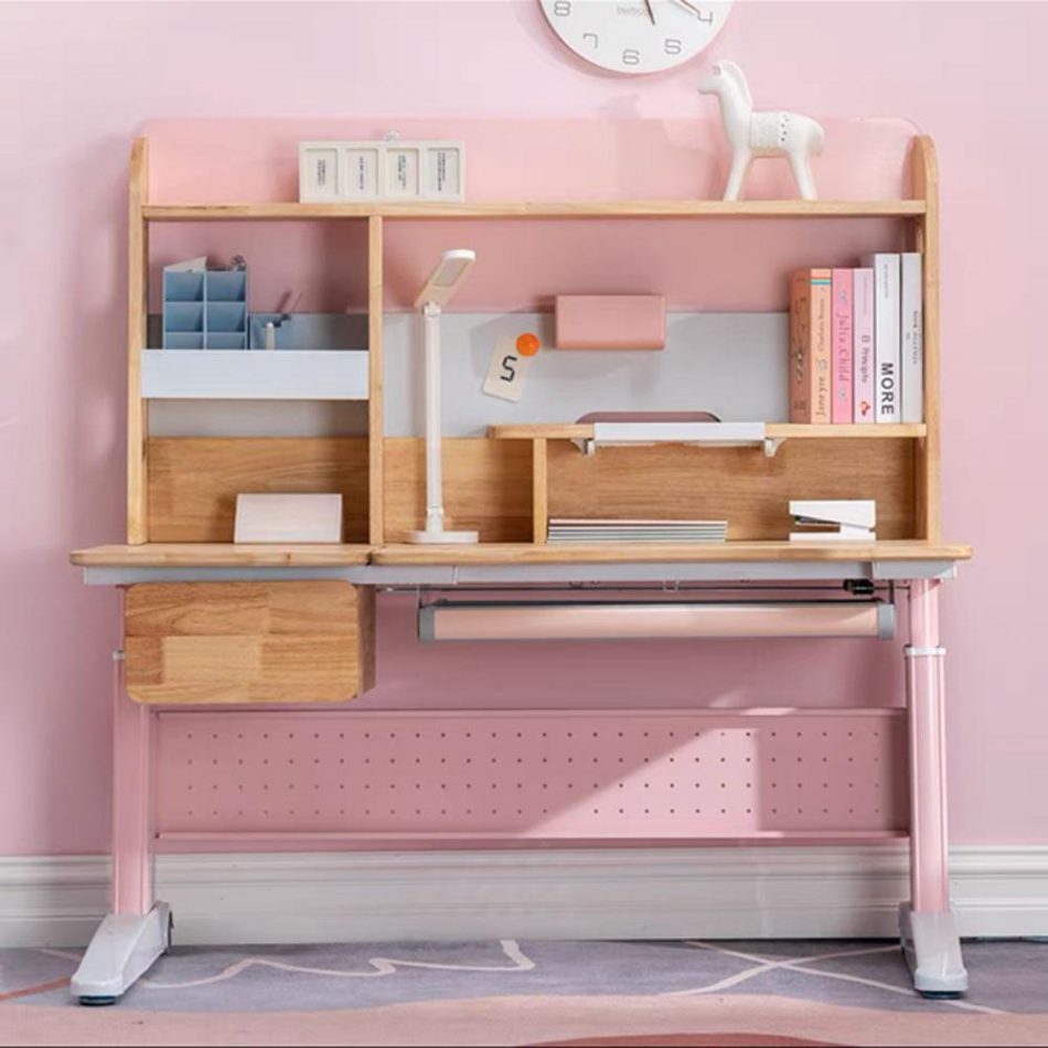Solid Rubber Wood Height Adjustable Children Kids Ergonomic Pink Study Desk Chair 120cm AU - Image 3