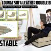 Lounge Couch Sofa Bed Double Seat Leather GEMINI BEIGE - Image 2