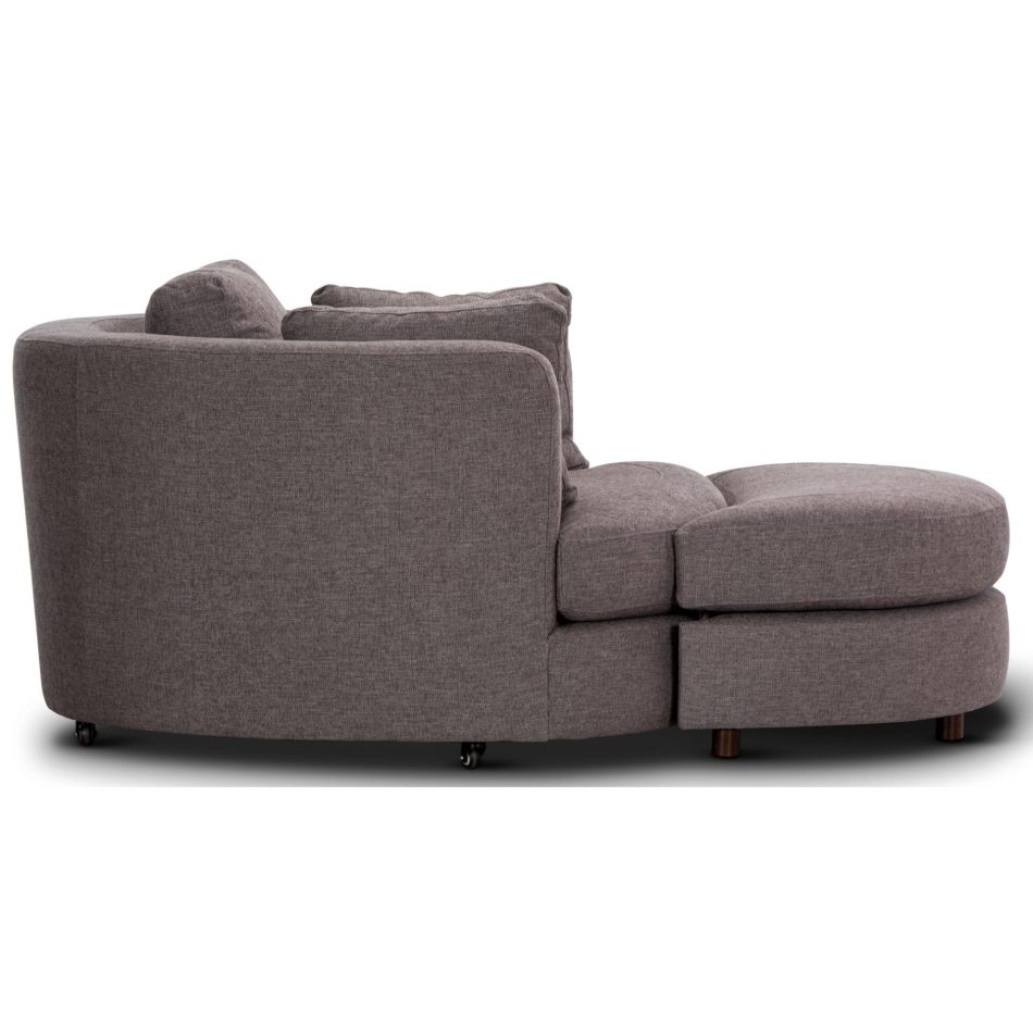 Sunshine Single Sofa Love Chair Fabric Swivel Armchair Ottoman Set - Grey - Image 4