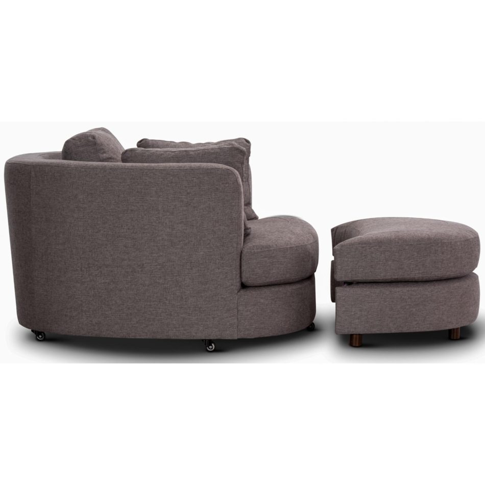 Sunshine Single Sofa Love Chair Fabric Swivel Armchair Ottoman Set - Grey - Image 5