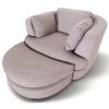 Sunshine Single Sofa Love Chair Fabric Swivel Armchair Ottoman Set - Steel - Image 4