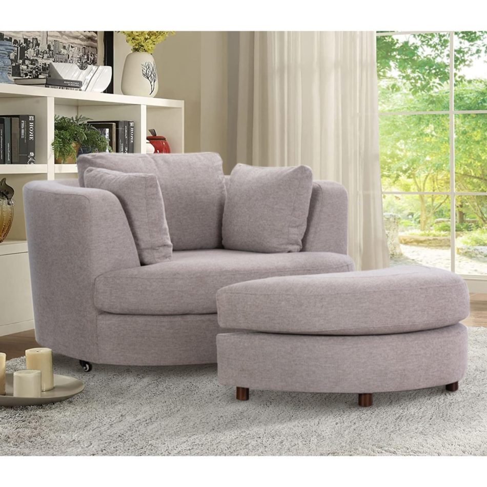 Sunshine Single Sofa Love Chair Fabric Swivel Armchair - Steel - Image 2
