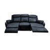 Bella 3+1+1 Seater Electric Recliner Genuine Leather Upholstered Lounge - Black - Image 4