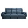 Bella 3+1+1 Seater Electric Recliner Genuine Leather Upholstered Lounge - Blue - Image 3