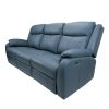 Bella 3+1+1 Seater Electric Recliner Genuine Leather Upholstered Lounge - Blue - Image 5