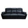 Bella 3+2+1 Seater Electric Recliner Genuine Leather Upholstered Lounge - Black - Image 3