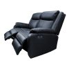 Bella 3+2+1 Seater Electric Recliner Genuine Leather Upholstered Lounge - Black - Image 6