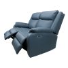 Bella 3+2+1 Seater Electric Recliner Genuine Leather Upholstered Lounge - Blue - Image 6
